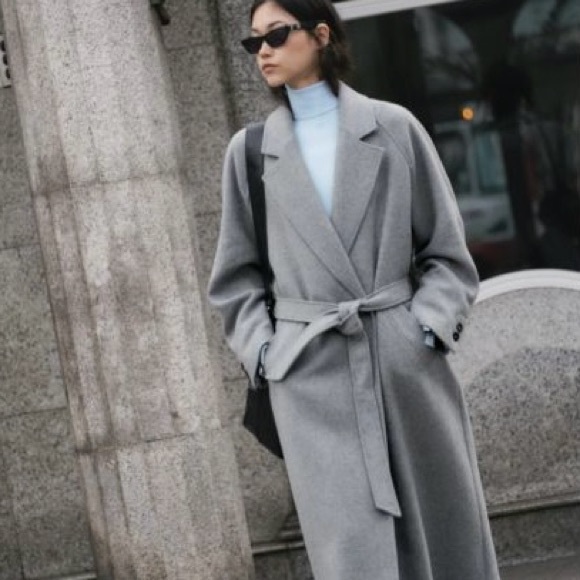 NEW WITH TAGS ZARA LONG LINE BELTED WOOL BLEND COAT - Picture 7 of 13